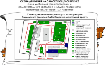 Схема движения (0,8х1,6 метра, пленка) - Охрана труда на строительных площадках - Схемы движения - . Магазин Znakstend.ru