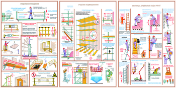 ПС19 безопасность работ на высоте (ламинированная бумага, a2, 3 листа) - Охрана труда на строительных площадках - Плакаты для строительства - . Магазин Znakstend.ru