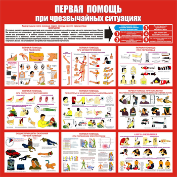 С20 Стенд первая помощь (при чрезвычайных ситуациях) (1000х1000 мм, пластик ПВХ 3 мм, алюминиевый багет серебряного цвета) - Стенды - Стенды по первой медицинской помощи - . Магазин Znakstend.ru
