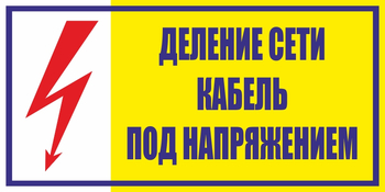 S17деление сети. кабель под напряжением (пленка, 200х100 мм) - Знаки безопасности - Вспомогательные таблички - . Магазин Znakstend.ru